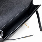 Kelly Depeches 25cm Epsom Leather 89 Black Gold Buckle — Streamlined Clutch Bag