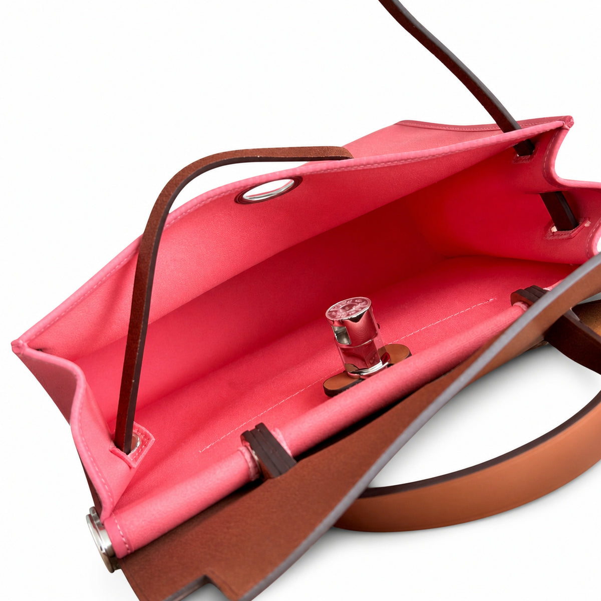 Herbag 31cm Saddle-Inspired Canvas Body with Leather Handle and Shoulder Strap — Refined Leather-Trimmed Shoulder Bag