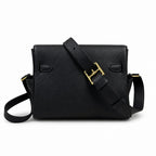 Kelly Messenger messenger bag for men and women, Black Gold Buckle, imported leather, all-steel hand-waxed thread, the highest cost-effectiveness — Sophisticated Carry Design