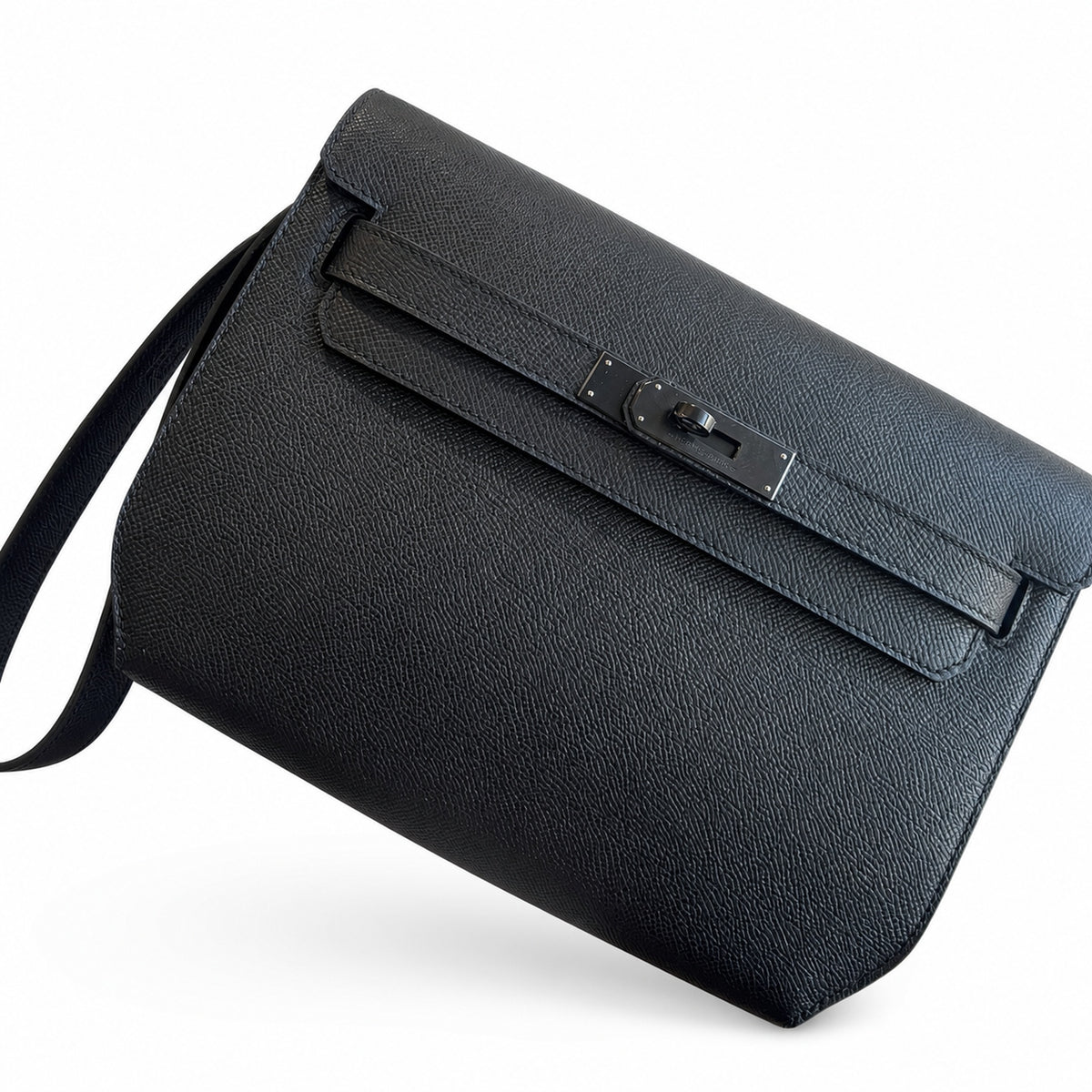 Kelly Depeches 25cm Epsom Leather with Shoulder Strap — Elegant Crossbody-Ready Clutch