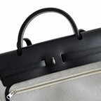 Classic Canvas Body and Leather Straps: Herbag 31cm Saddle-Inspired Canvas Body with Leather Handle and Shoulder Strap