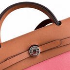 Herbag 31cm Saddle-Inspired Canvas Body with Leather Handle and Shoulder Strap — Refined Leather-Trimmed Shoulder Bag