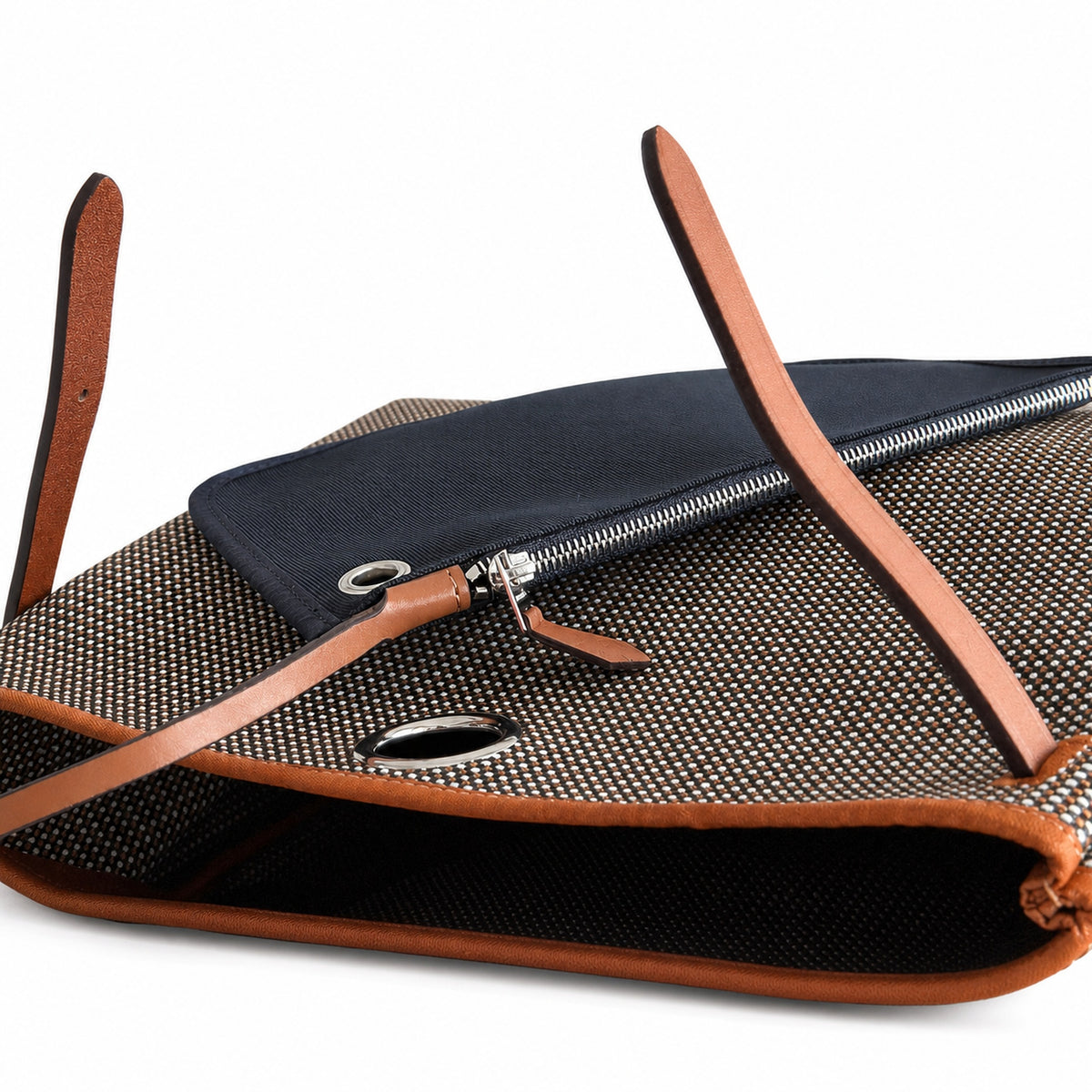Distinctive Saddle-Inspired Handbag: Herbag 31cm Saddle-Inspired Canvas Body with Leather Handle and Shoulder Strap