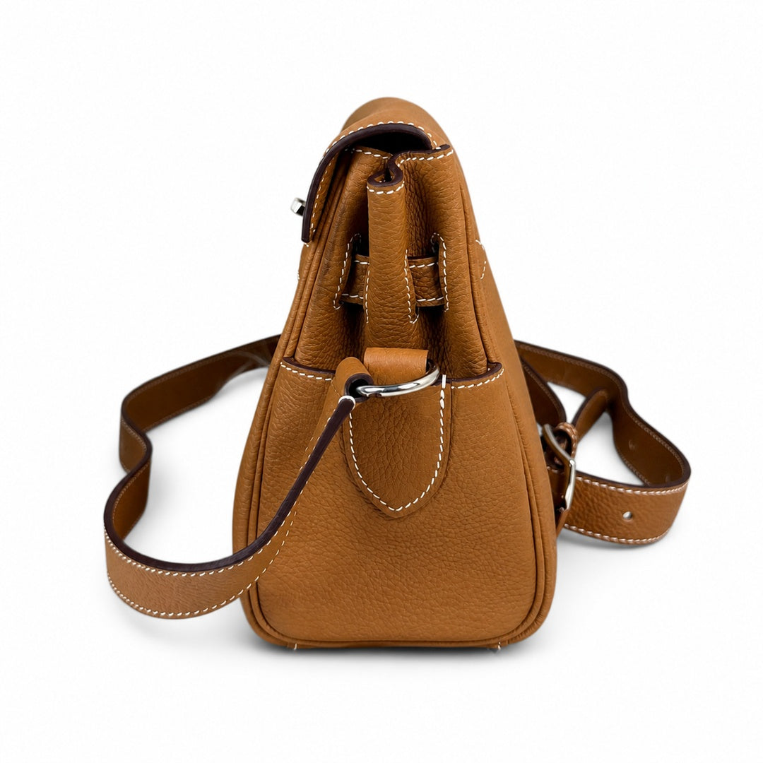 Kelly Messenger messenger bag for men and women, earthy Silver Buckle, imported leather, all-steel hand-waxed thread, the best value for money on — Refined Top-Handle Bag