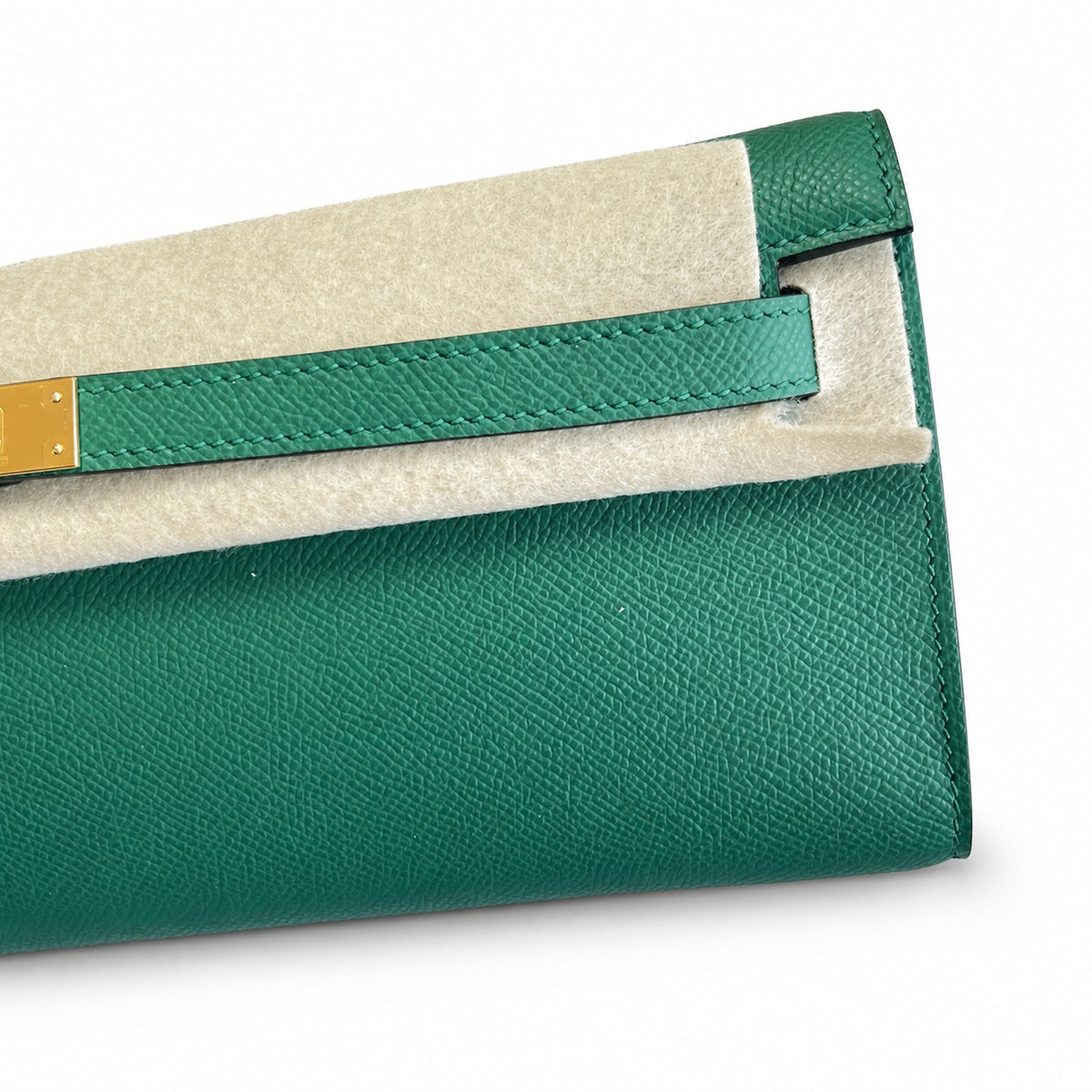 Kelly Cut 31 Clutch Epsom Leather Malachite Green — Distinctive Slim Carry Style