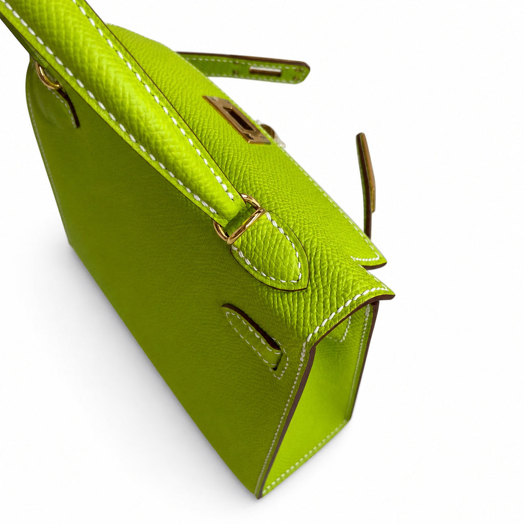 handmade Mini Kelly II 19cm imported Epsom Leather candy green Gold and Silver Buckle — Sophisticated Small-Scale Bag