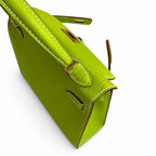 handmade Mini Kelly II 19cm imported Epsom Leather apple green Gold Buckle — Refined Mini Handbag