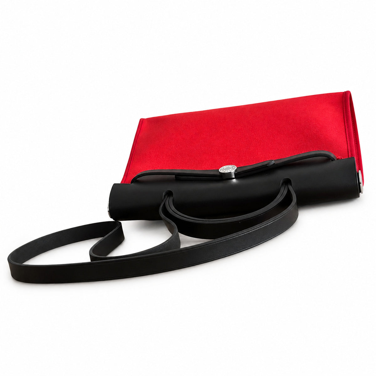 Herbag 31cm Saddle-Inspired Canvas Body with Leather Handle and Shoulder Strap — Sophisticated Canvas Carryall
