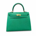 Kelly 25cm Epsom Leather U4 Vert Veryigo Velvet Green top handmade — Sophisticated Carry Design