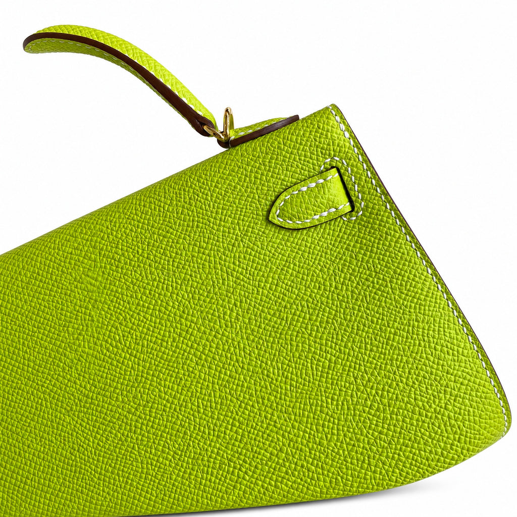 handmade Mini Kelly II 19cm imported Epsom Leather candy green Gold and Silver Buckle — Sophisticated Small-Scale Bag