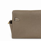 Kelly Messenger messenger bag for men and women, Elephant Gray Gold Buckle, imported leather, all-steel hand-waxed thread, the highest — Classic Hand-Carry Silhouette