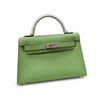 Streamlined Mini Handbag: second generation Kelly 19cm imported Epsom Leather avocado green Gold and Silver Buckle wax thread