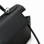 Kelly 32cm in Black Epsom Leather with Silver Buckle Handmade — Timeless Top-Handle Design