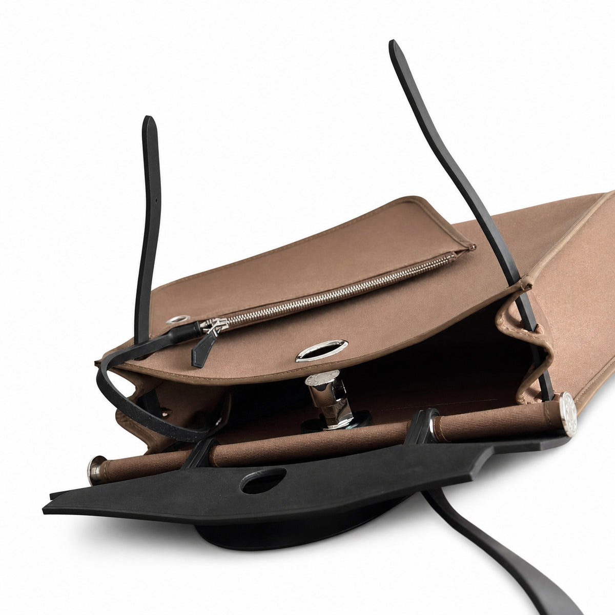 Streamlined Saddle-Inspired Handbag: Herbag 31cm Saddle-Inspired Canvas Body with Leather Handle and Shoulder Strap