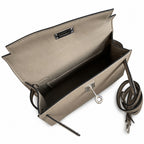 handmade Mini Kelly II 19cm imported Epsom Leather asphalt gray Silver Buckle — Versatile Mini Carry Design