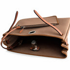 Herbag 31cm Saddle-Inspired Canvas Body with Leather Handle and Shoulder Strap — Structured Leather-Trimmed Canvas Carryall