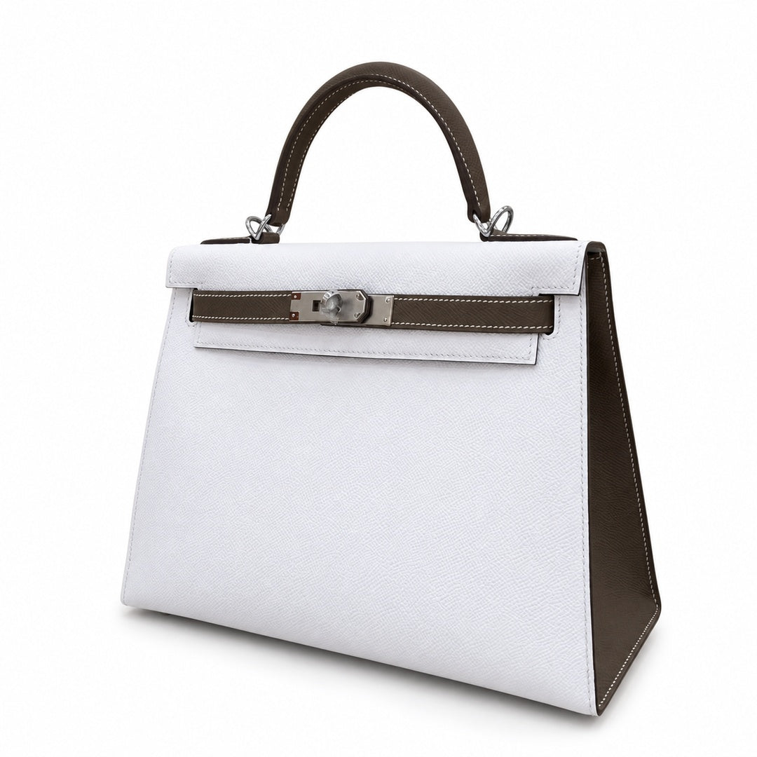 Kelly 25cm in Elephant Gray Epsom Leather Handmade — Refined Top-Handle Bag