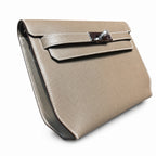 Kelly Depeches 25cm Epsom Leather 18 Etoupe Elephant Gray top handcraft — Refined Shoulder-Strap Clutch