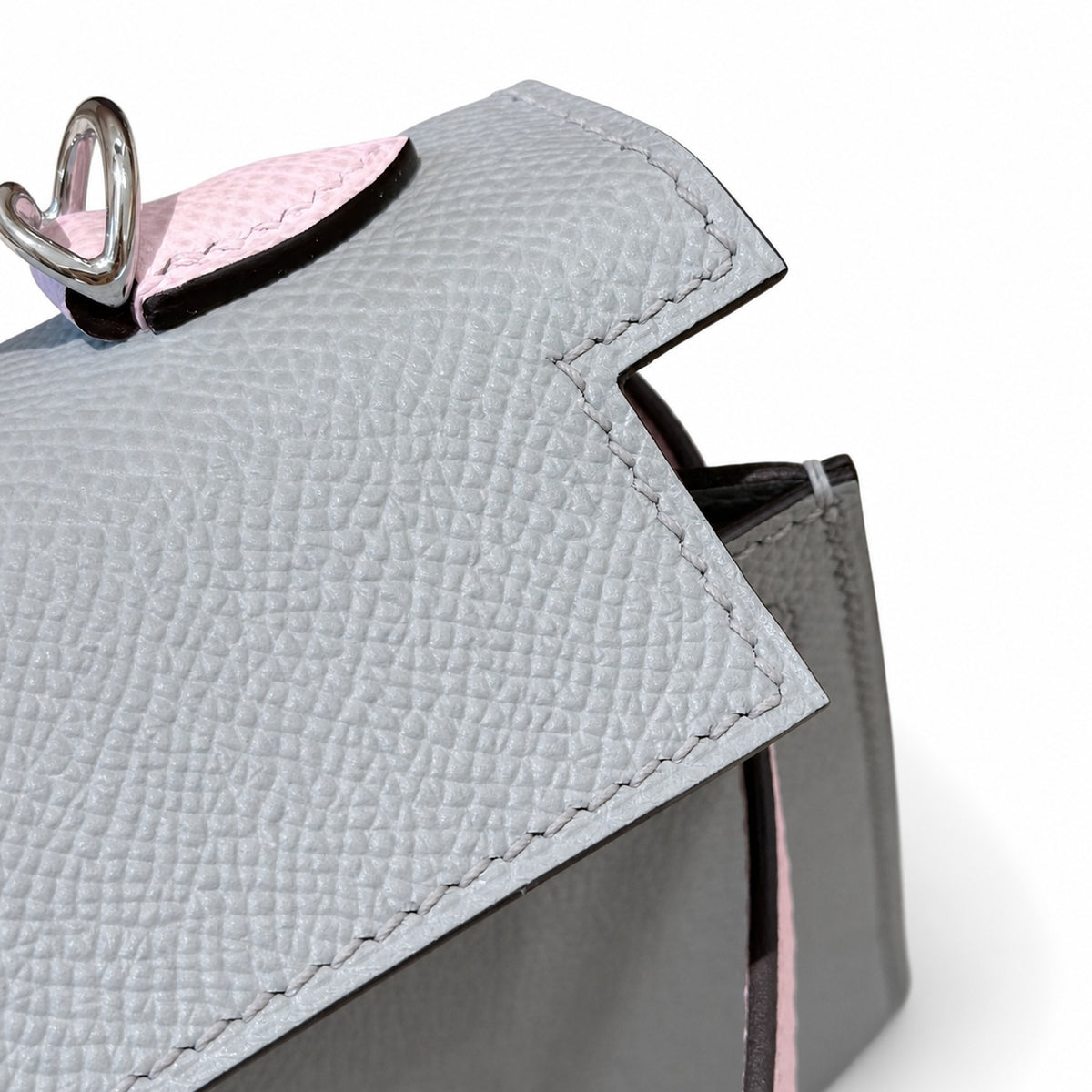 Mini Kelly II 19cm in Blue glacier & Mauve Pale Epsom Leather with Silver Buckle — Streamlined Mini Handbag