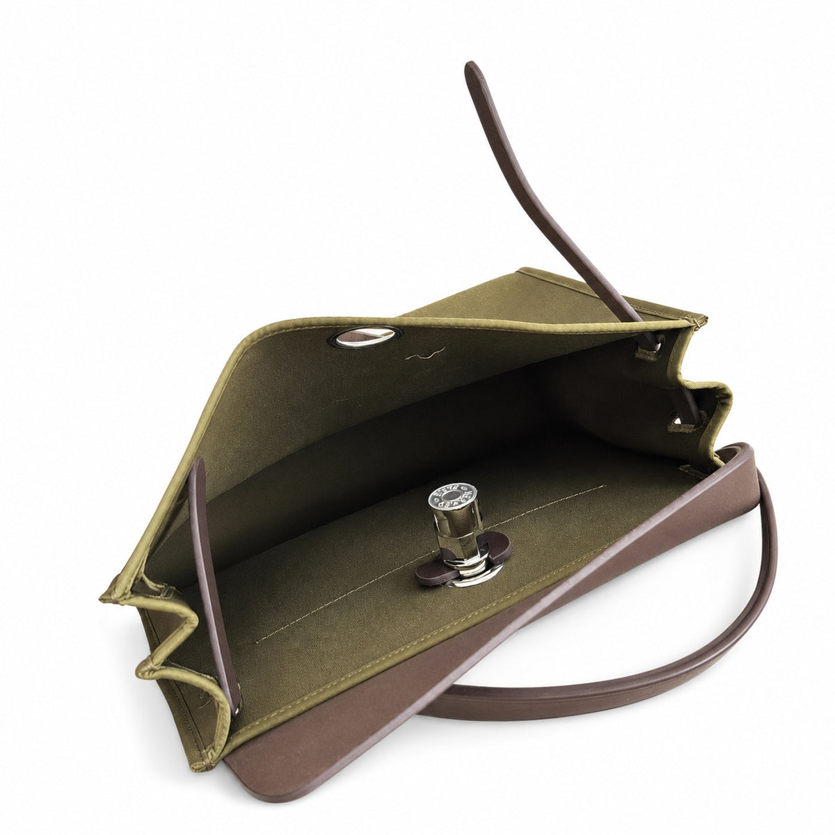 Herbag 31cm Saddle-Inspired Canvas Body with Leather Handle and Shoulder Strap — Leather-Handled Canvas Shoulder Bag