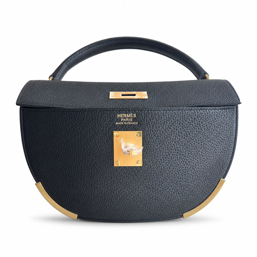 Kelly 40cm in Black Togo Leather with Gold Buckle Handmade — Sophisticated Carry Design