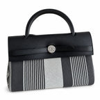 Saddle-Inspired Canvas Bag: Herbag 31cm Saddle-Inspired Canvas Body with Leather Handle and Shoulder Strap