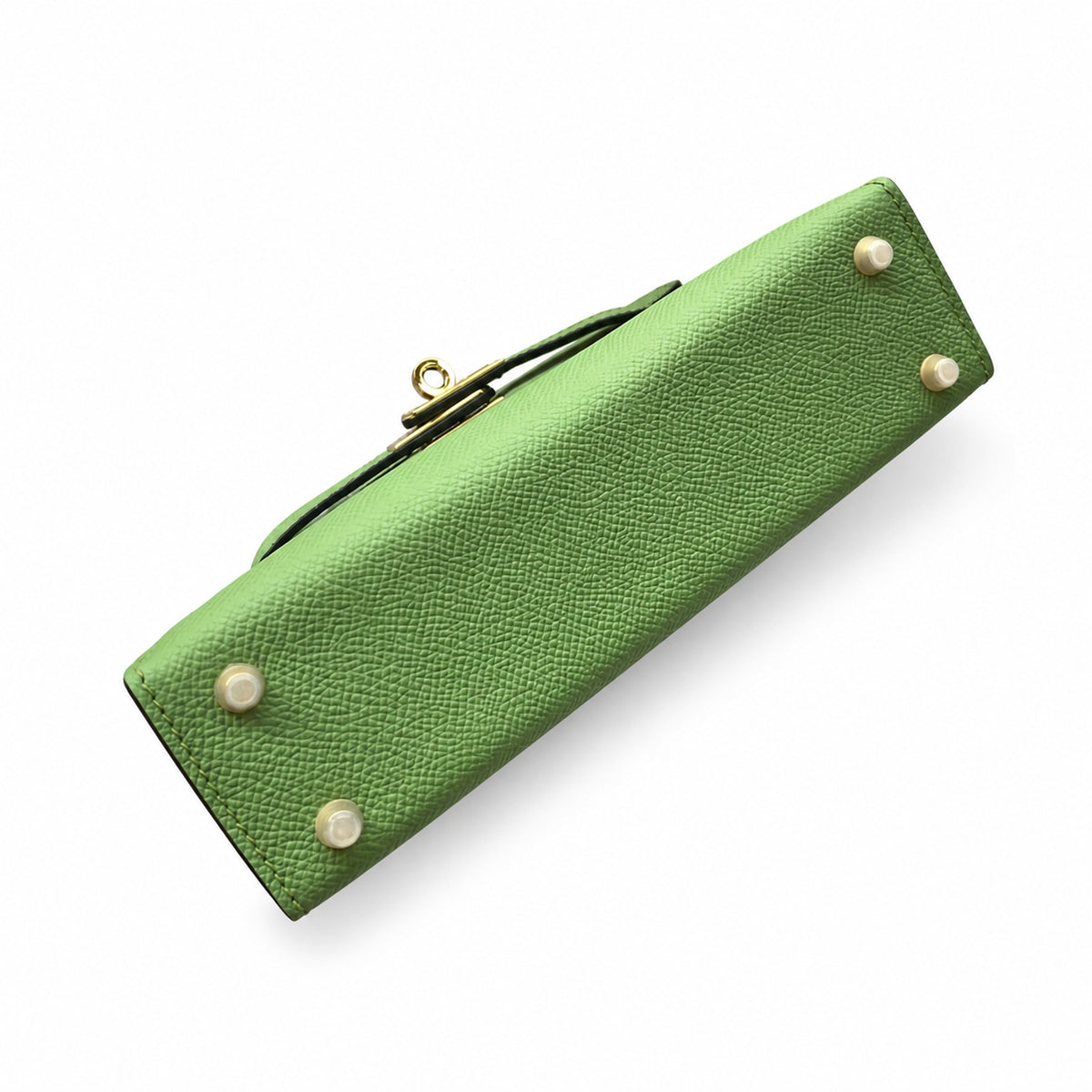 second generation Kelly 19cm imported Epsom Leather avocado green Gold and Silver Buckle wax thread — Streamlined Mini Handbag