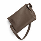 Kelly Messenger messenger bag, large size, pewter gray Togo Leather, Pre-order Togo calfskin messenger bag. - Flap with swivel hardware - Large — Polished Structured Handbag