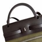 Herbag 31cm Saddle-Inspired Canvas Body with Leather Handle and Shoulder Strap — Leather-Handled Canvas Shoulder Bag