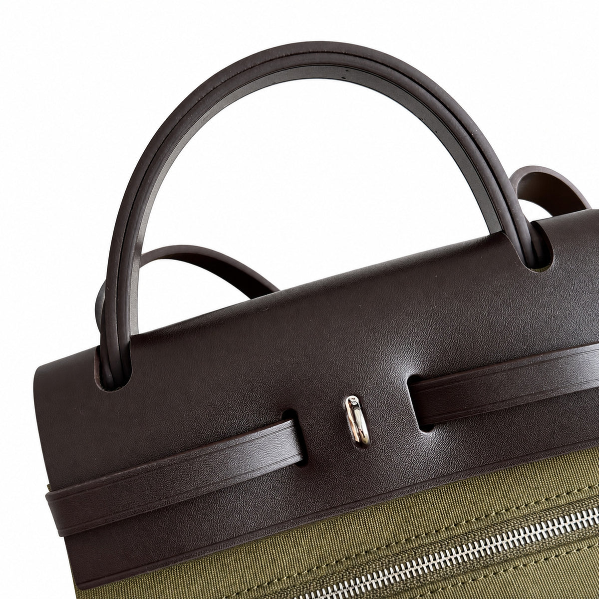 Herbag 31cm Saddle-Inspired Canvas Body with Leather Handle and Shoulder Strap — Leather-Handled Canvas Shoulder Bag