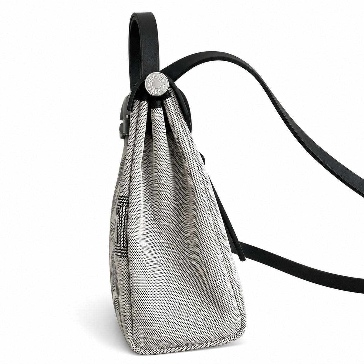 Herbag 31cm Saddle-Inspired Canvas Body with Leather Handle and Shoulder Strap — Saddle-Influenced Canvas Hand-Carry Style