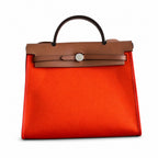 Refined Leather-Trimmed Shoulder Bag: Herbag 31cm Saddle-Inspired Canvas Body with Leather Handle and Shoulder Strap