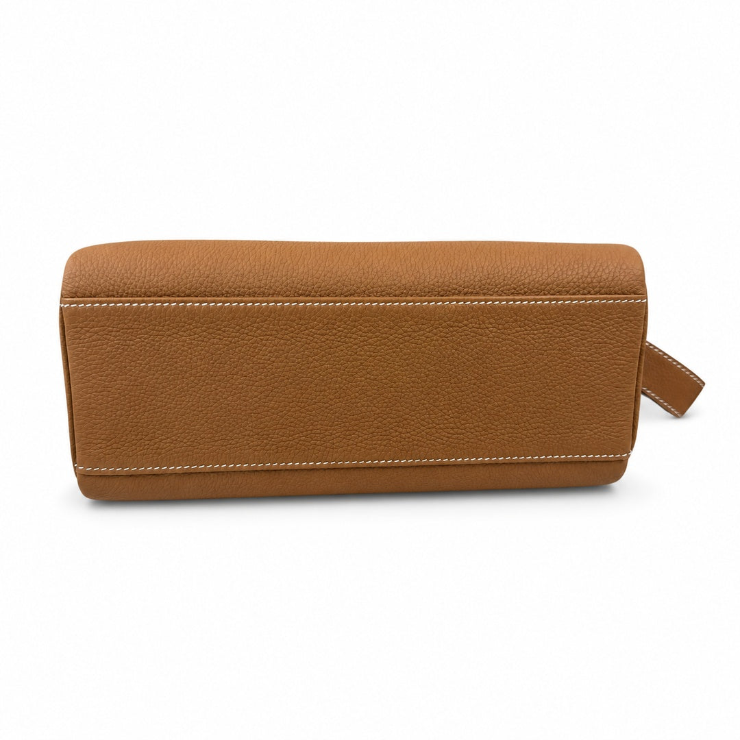 Kelly Messenger messenger bag for men and women, native Gold Buckle, imported leather, all-steel hand-waxed thread, the best value for money on the — Streamlined Top-Handle Handbag