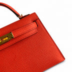 handmade Mini Kelly II 19cm imported Epsom Leather Texas Pink Gold Buckle — Versatile Mini Carry Design