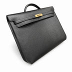 Kelly Depeche 36cm Epsom Leather 89 Noir Black top handcrafted — Slim Hand-Carry Design