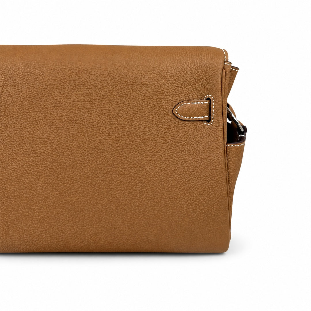 Kelly Messenger messenger bag for men and women, earthy Silver Buckle, imported leather, all-steel hand-waxed thread, the best value for money on — Refined Top-Handle Bag