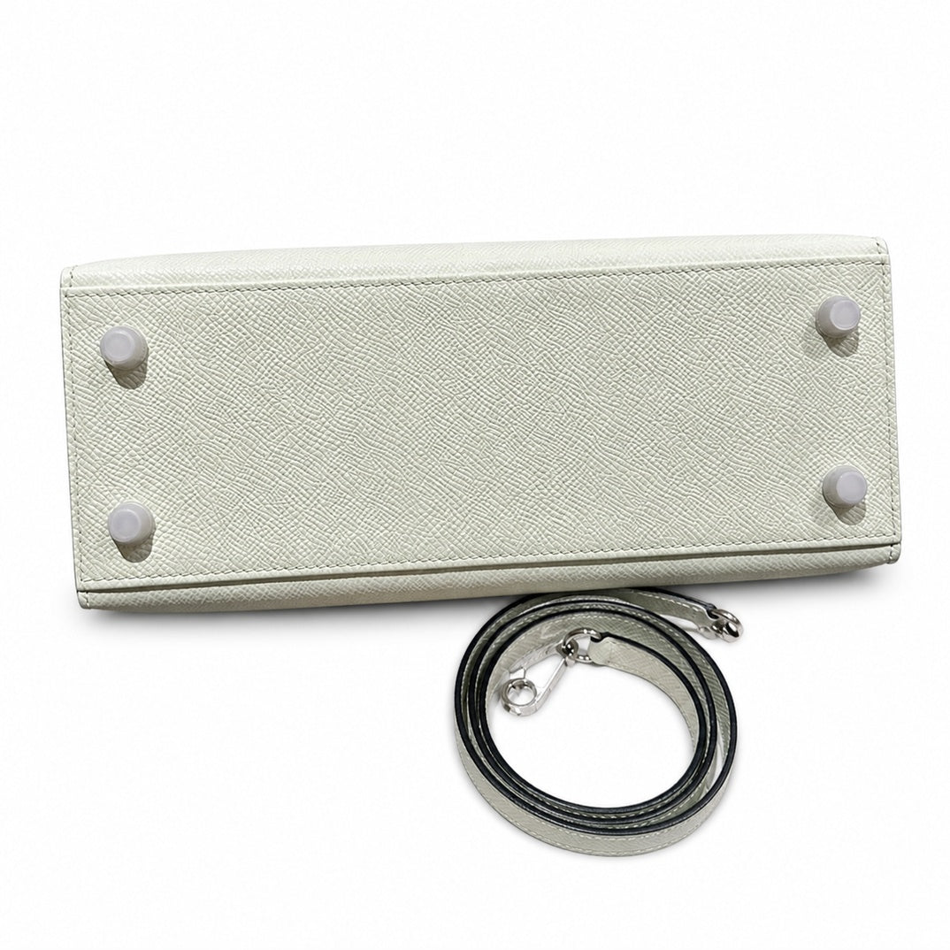 Kelly 25cm in green Epsom Leather with Silver Buckle Handmade — Timeless Top-Handle Design