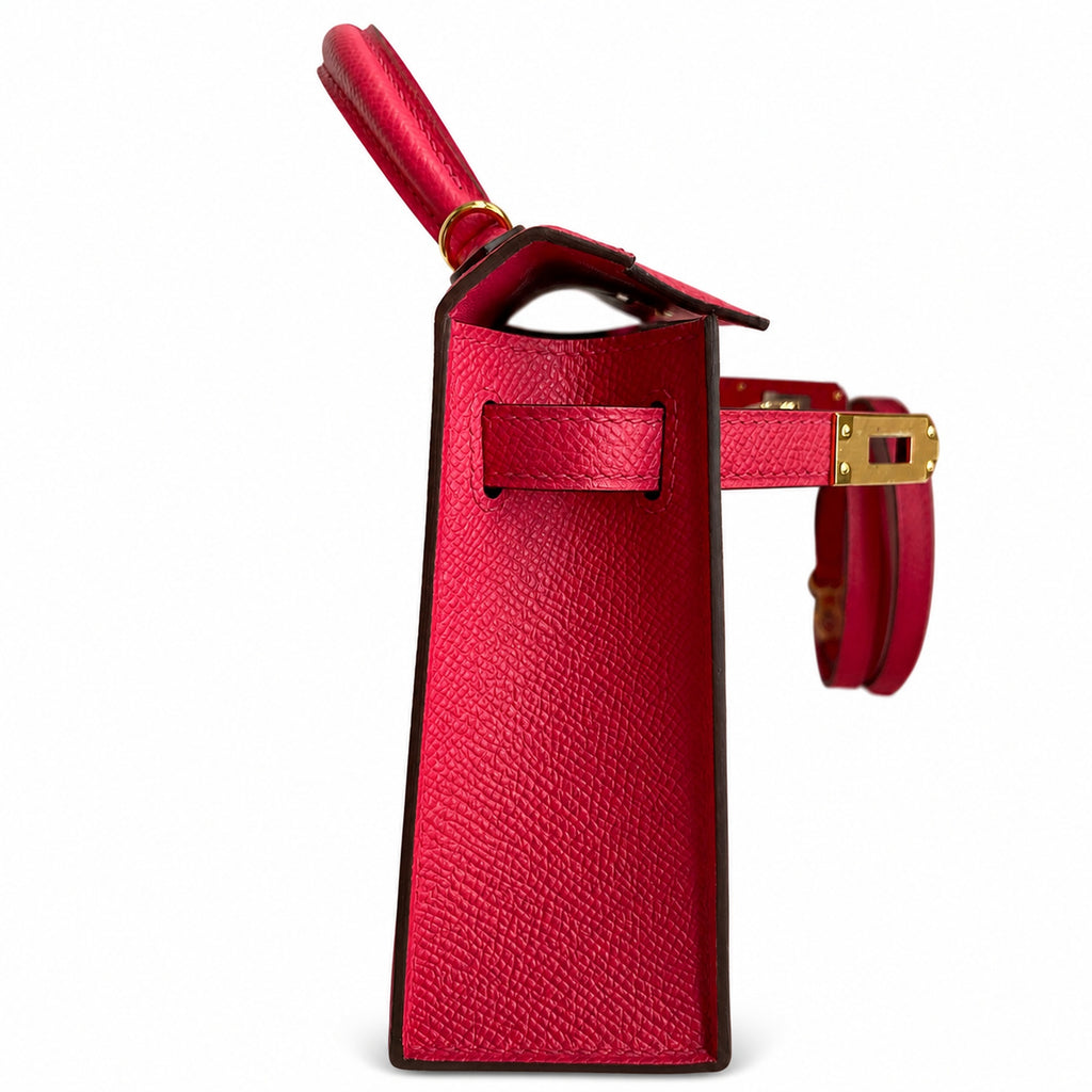 handmade Mini Kelly II 19cm imported Epsom Leather ultimate Pink Gold Buckle — Sophisticated Small-Scale Bag