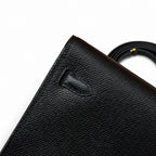 Kelly to go Color: ck89/Noir Size: 19*11.5*1.5cm Leather: Epsom Hardware: Gold shoulder crossbody bag, clutch bag, Black, cowhide, Gold Buckle — Refined Small Hand-Carry Bag
