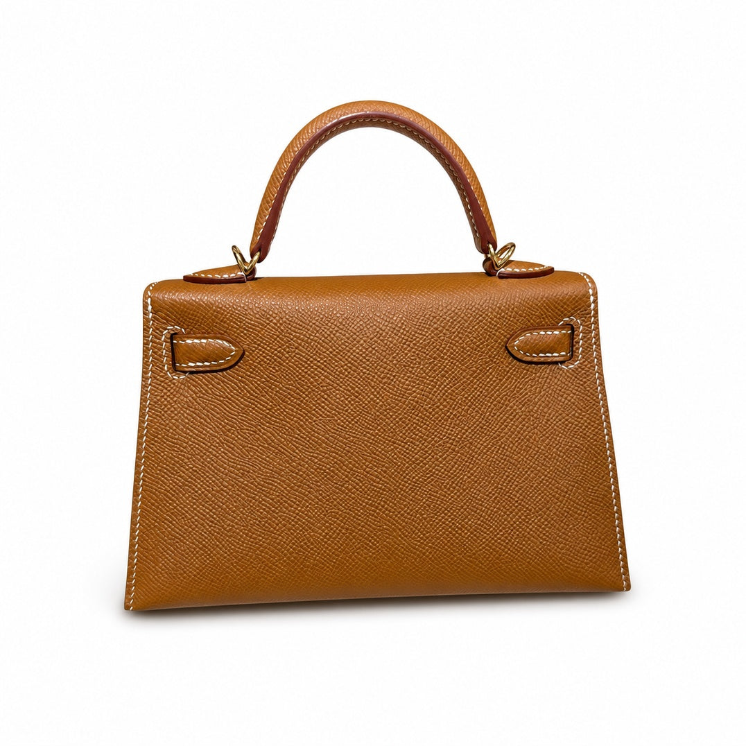 Mini Kelly II 19cm in Gold Epsom Leather with Gold Buckle — Distinctive Petite Bag