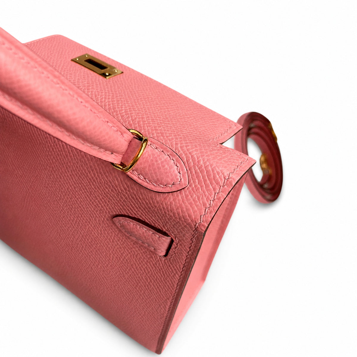 handmade Mini Kelly II 19cm imported Epsom Leather Milkshake Powder Gold Buckle — Timeless Mini Top-Handle Design