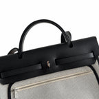 Herbag 31cm Saddle-Inspired Canvas Body with Leather Handle and Shoulder Strap — Classic Canvas-and-Leather Shoulder Carry