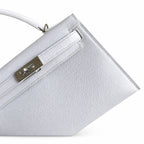 handmade Mini Kelly II 19cm imported Epsom Leather pure White Silver Buckle — Small Structured Carry Style
