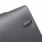 Kelly briefcase 38cm Epsom Leather 89 Noir Black top handcraft — Refined Business Carryall