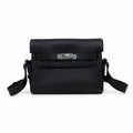 Kelly Messenger messenger bag for men and women, Black Silver Buckle, imported leather, all-steel hand-waxed thread, the highest cost-effectiveness — Versatile Structured Bag
