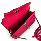 handmade Mini Kelly II 19cm imported Epsom Leather Pink Silver Buckle — Distinctive Petite Bag