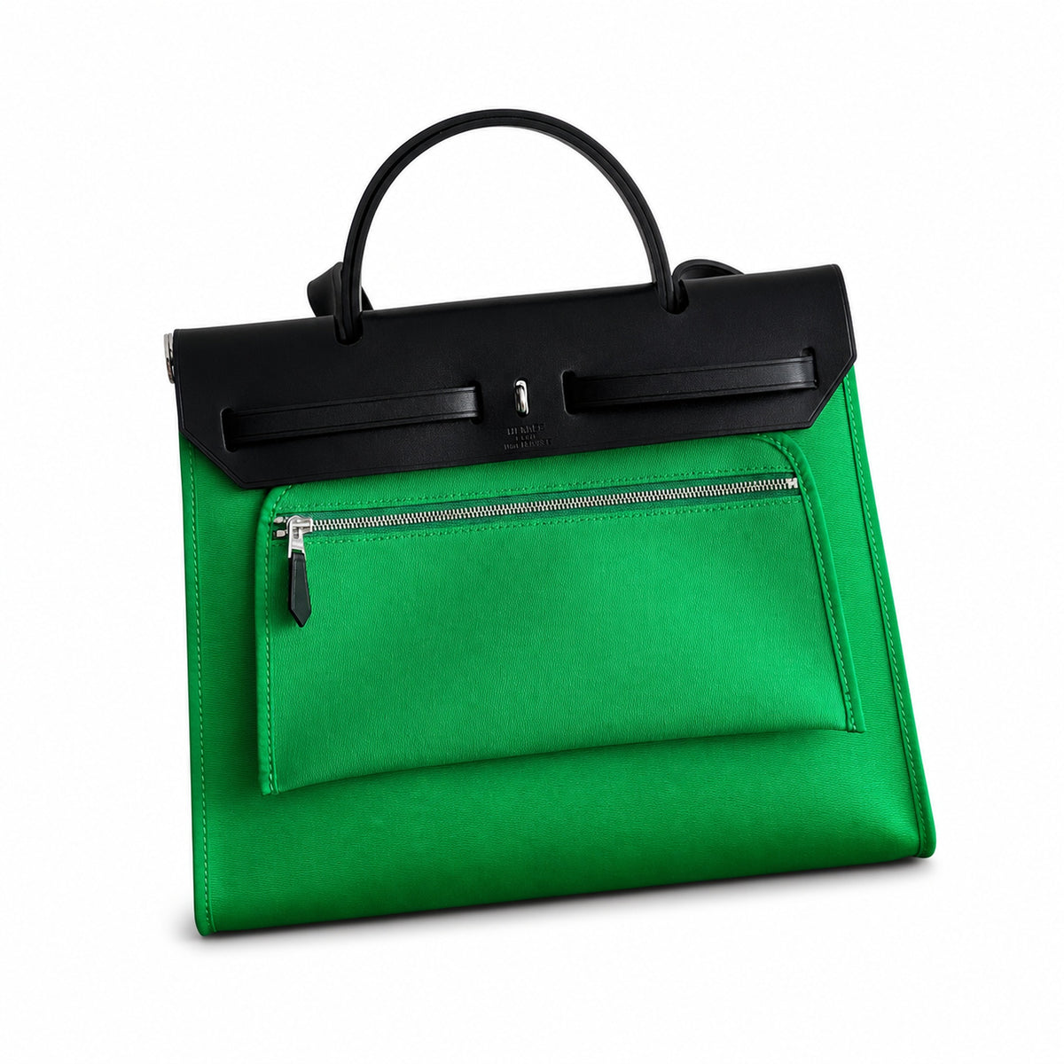 Herbag 31cm Saddle-Inspired Canvas Body with Leather Handle and Shoulder Strap — Streamlined Saddle-Inspired Handbag