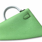 Streamlined Mini Handbag: second generation Kelly 19cm imported Epsom Leather avocado green Gold and Silver Buckle wax thread