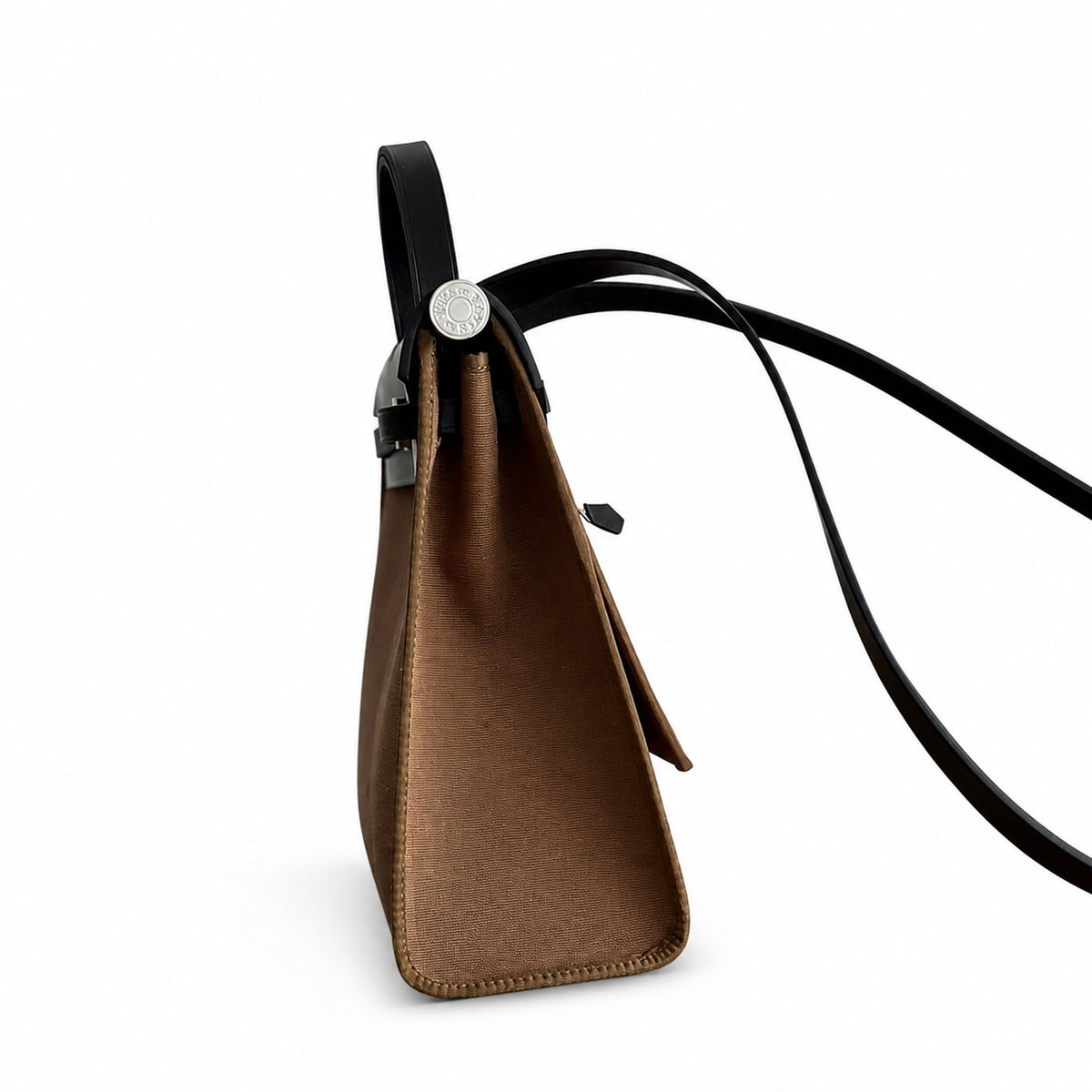 Streamlined Saddle-Inspired Handbag: Herbag 31cm Saddle-Inspired Canvas Body with Leather Handle and Shoulder Strap
