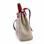 Canvas-and-Leather Shoulder Bag: Herbag 31cm Saddle-Inspired Canvas Body with Leather Handle and Shoulder Strap